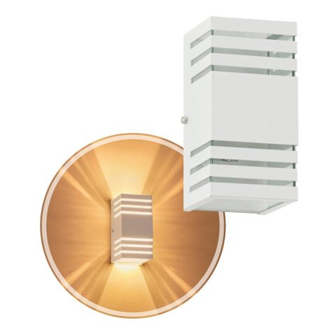 Arandela 2 Focos Efeito 6 Frisos Alumínio Interna e Externa Branca St2754