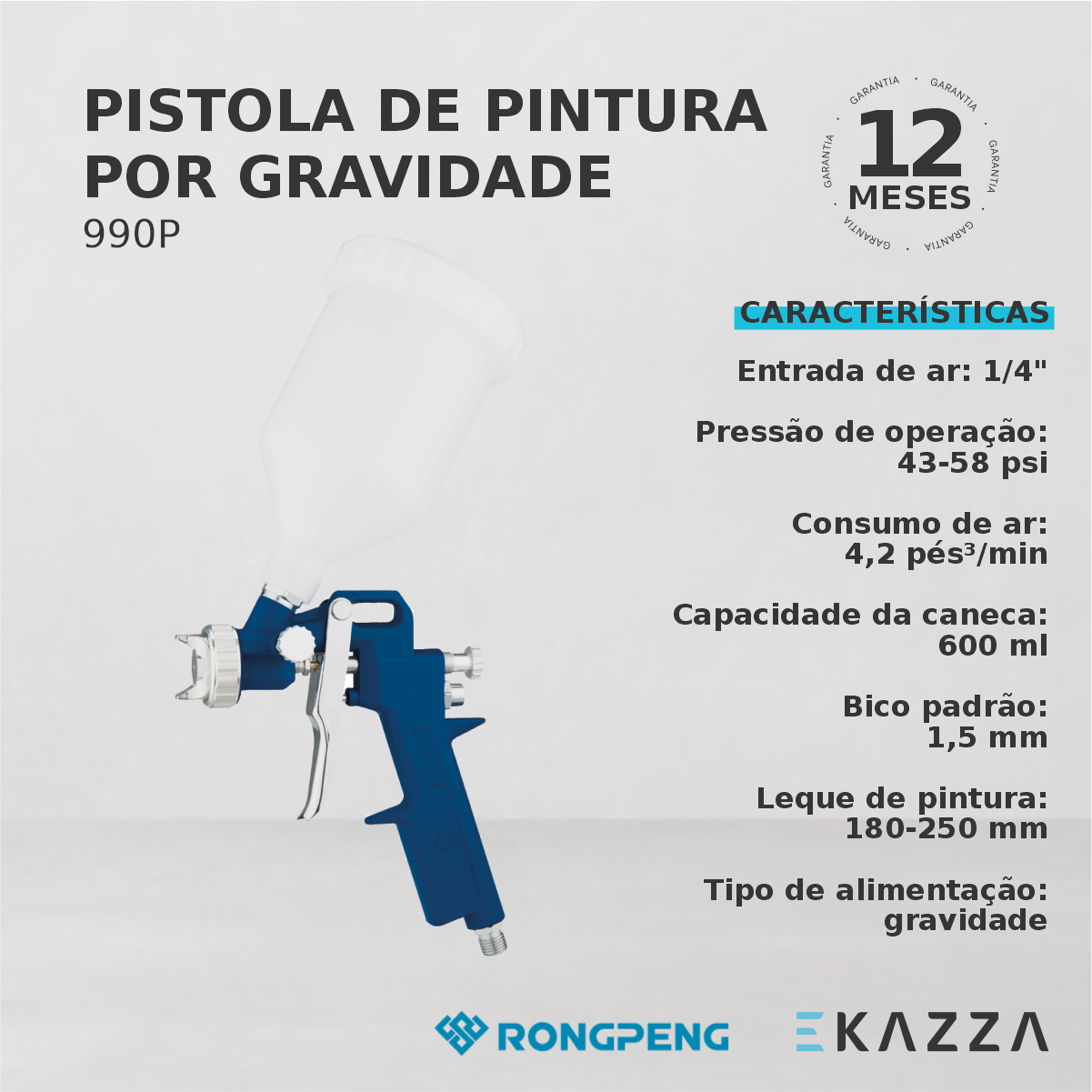 Pistola Pintura por Gravidade 990P - RONGPENG - 4