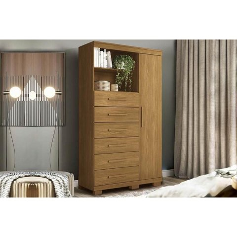 Cômoda Marabá c/1 Porta 6GAVS e Pés Cinamomo S. Andirá