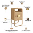 Ver imagem 5 de Mesa de Cabeceira Industrial Orgânico 2 Gavetas 30cm Alek A03 Hanover Dourado - Lyam Decor