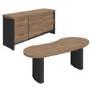 Ver imagem 1 de Mesa Escritorio Organica 200x90 cm e Balcão 3 Gavetas 2 Portas 161 cm Nogal Preto Artany
