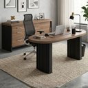Ver imagem 2 de Mesa Escritorio Organica 200x90 cm e Balcão 3 Gavetas 2 Portas 161 cm Nogal Preto Artany