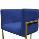 Ver imagem 3 de Kit 2 Poltronas Reforçada Decorativa Sala Carla Base Ferro Dourada Suede Azul Marinho