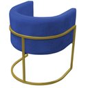 Ver imagem 5 de Kit 2 Poltronas Reforçada Decorativa Sala Carla Base Ferro Dourada Suede Azul Marinho