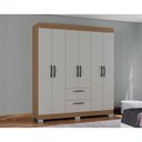 Ver imagem 7 de Cômoda 867 4 Gavetas e Guarda Roupa Casal Tóquio 6 Portas Castanho Off White - Poquema