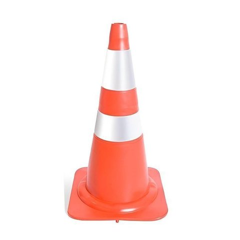 Cone Laranja e Branco Rigido Refletivo 50cm Plastcor