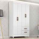 Ver imagem 3 de Roupeiro 4 Portas 2 Gavetas Lite Branco Brilho 76cm Largura Quarto Solteiro Mdp