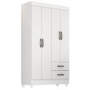 Ver imagem 1 de Roupeiro 4 Portas 2 Gavetas Lite Branco Brilho 76cm Largura Quarto Solteiro Mdp