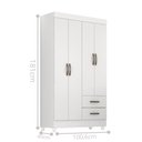 Ver imagem 2 de Roupeiro 4 Portas 2 Gavetas Lite Branco Brilho 76cm Largura Quarto Solteiro Mdp