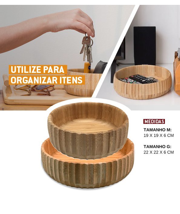 Kit com 2 Bowls de Madeira Canelado - 6