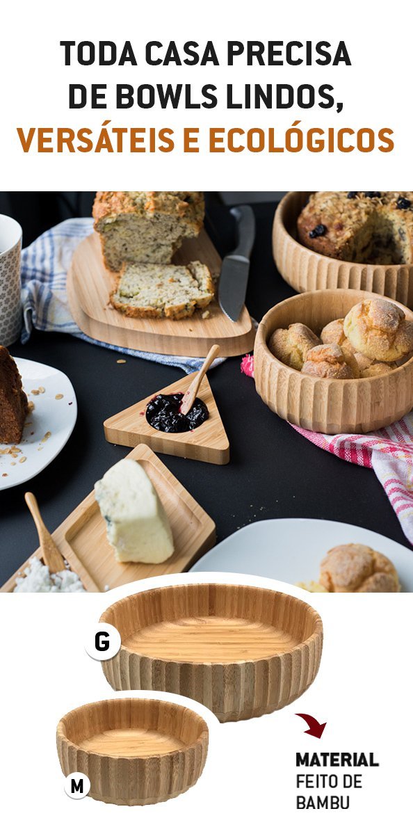 Kit com 2 Bowls de Madeira Canelado - 5