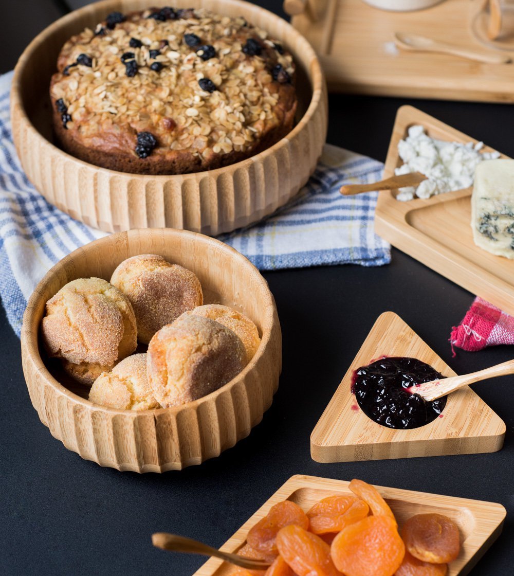 Kit com 2 Bowls de Madeira Canelado - 2