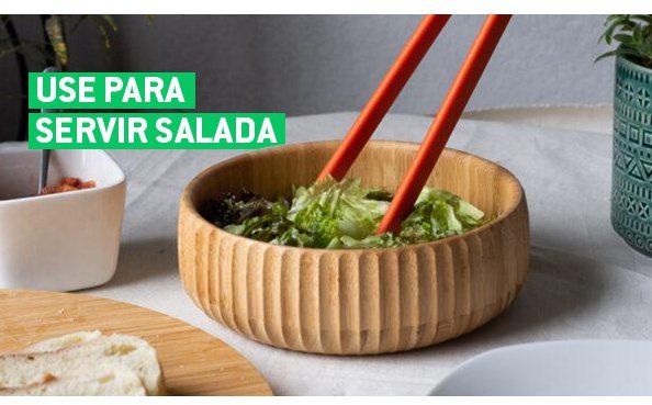Kit com 2 Bowls de Madeira Canelado - 7