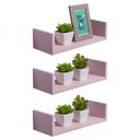 Ver imagem 1 de Kit 3 Prateleiras U 30 X 10cm Rosa Claro Suporte Invisível