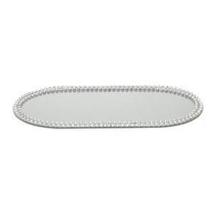 Bandeja de Vidro Espelhado com Decoração Acrílico Oval
