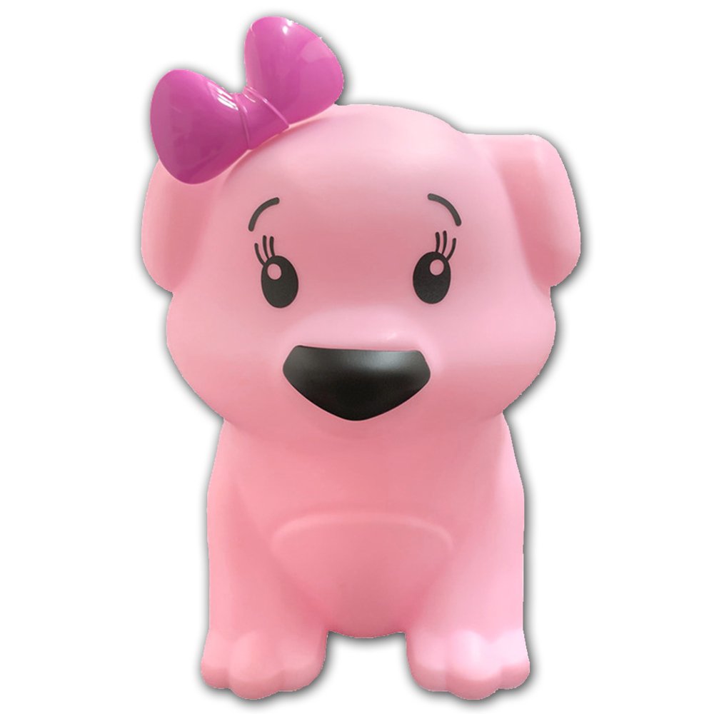 Luminária Abajur de Mesa Animais Pets Grande Fofos Modelos Cachorrinha Rosa - 1