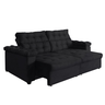 Sofá New Austrália 2,50 metros Retratil e Reclinavel Suede Preto – Sofá na Web - 1