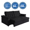Ver imagem 3 de Sofá New Austrália 2,50 metros Retratil e Reclinavel Suede Preto – Sofá na Web
