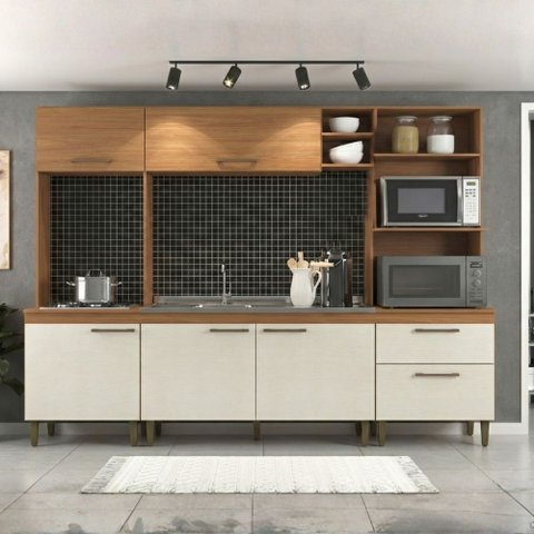 Armário de Cozinha Compacta Roma 6 Portas C/ Torre Quente Menu Móveis