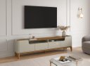 Ver imagem 2 de Rack / Bancada Fl 2.20m 4 Portas Estilo Retrô para Tv até 75'' Cor Off White / Cumaru
