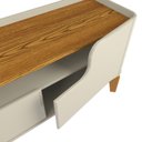 Ver imagem 4 de Rack / Bancada Fl 2.20m 4 Portas Estilo Retrô para Tv até 75'' Cor Off White / Cumaru