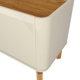 Rack / Bancada Fl 2.20m 4 Portas Estilo Retrô para Tv até 75'' Cor Off White / Cumaru - 5