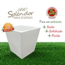 Ver imagem 2 de Vaso Quadrado Modelo Grafiato Linha Splendor Cap. 20 Litros Tam. A34xl30xb20 Branco Durín