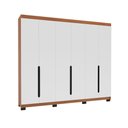 Ver imagem 2 de Guarda-roupa Casal Madrid 6 Portas 4 Gavetas Branco/freijó - Politorno