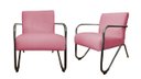 Ver imagem 1 de Kit 2 Poltronas Decorativa Bela Suede Rosa Braço Cromado Ms Decor
