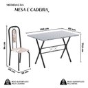 Ver imagem 3 de Conjunto de Mesa Tubular 100x60cm Tampo em Granito Ocre com 4 Cadeiras Lívia Bege/Botanic/Preto