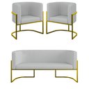Ver imagem 1 de Kit Sofá 2 Lugares + 2 Poltronas Bouclê para Recepção Gold Cor:cinza