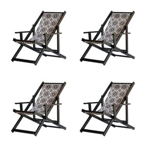 Kit 4 Espreguiçadeiras Dobrável Black Cb-mandala