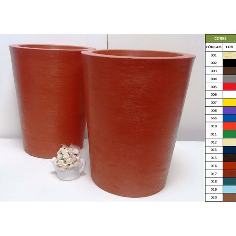Kit 2 Vaso Planta 50x40 Redondo Cônico Polietileno BGPLASTICOS ROSA 022