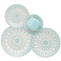 Kit 12 Pratos Rasos Donna Mandala Oxford® Cerâmica 24cm - 2