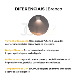 Balizador Mini Led 1,5w Sobrepor Escada Corredor Pto ou Bco - Branco - 9