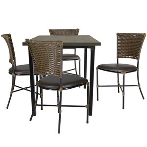 4 Cadeiras Gramado Mesa de Jantar Jogo De Área Jardim Móveis Interno e Externo Em Fibra Sintética.