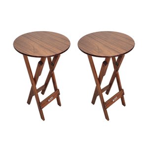 Kit 2 Mesas Bistrôs Dobráveis de Madeira Redonda Imbuia - Tarimatã