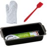 Forma Assadeira de Pão Retangular Média Antiaderente 1,3l + Luva Térmica + Pincel de Silicone Vermel - 1