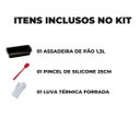Ver imagem 2 de Forma Assadeira de Pão Retangular Média Antiaderente 1,3l + Luva Térmica + Pincel de Silicone Vermel