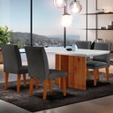 Ver imagem 1 de Sala de Jantar Mesa Olimpia 120 Tampo em Mdf Canto Reto com 4 Cadeiras Grecia