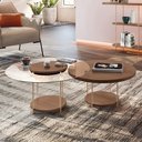 Ver imagem 2 de Conjunto 2 Mesas de Centro Decorativas Walker Pés Aço Tampo Mdf/tampo Vidro Castanho G26 - Gran Belo
