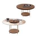Ver imagem 1 de Conjunto 2 Mesas de Centro Decorativas Walker Pés Aço Tampo Mdf/tampo Vidro Castanho G26 - Gran Belo