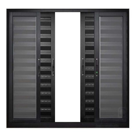 Janela de Alumínio Preto Veneziana de Correr 6 Folhas Suprema sem Grade Hale - 1.00 (l) X 1.00 (a)