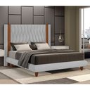 Ver imagem 2 de Cama King Japonesa 210cm Pés Madeira Haru Linho Cinza Clarinho - Sallar Home