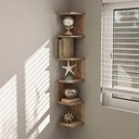 Ver imagem 2 de Prateleira de Canto Lyra 5 Nichos Decorativos Freijó para Sala Quarto Livros