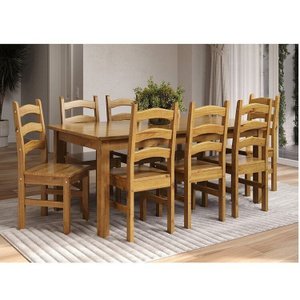 Conjunto com Mesa de Jantar 180cm Retangular e 8 Cadeiras 100% Madeira Maciça Napoli Espresso Móveis