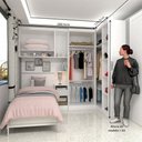 Ver imagem 3 de Quarto de Canto Solteiro com Guarda Roupas Cabeceira e Mesa de Cabeceira Alpes Luciane Móveis