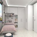 Ver imagem 1 de Quarto de Canto Solteiro com Guarda Roupas Cabeceira e Mesa de Cabeceira Alpes Luciane Móveis