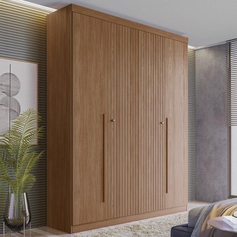 Guarda Roupa Solteiro 155cm 4 Portas 2 Gavetas Zain Jatobá S01 - Mpozenato