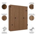 Ver imagem 3 de Guarda Roupa Solteiro 155cm 4 Portas 2 Gavetas Zain Jatobá S01 - Mpozenato
